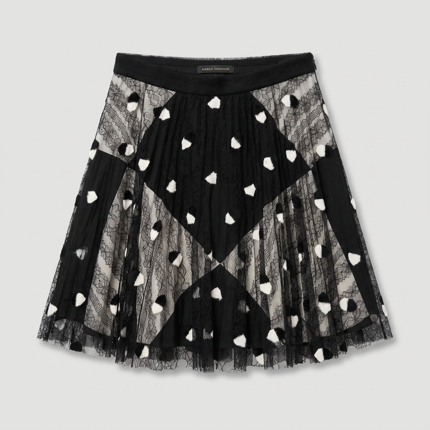 Polka Dot Lace Pleated Skirt
