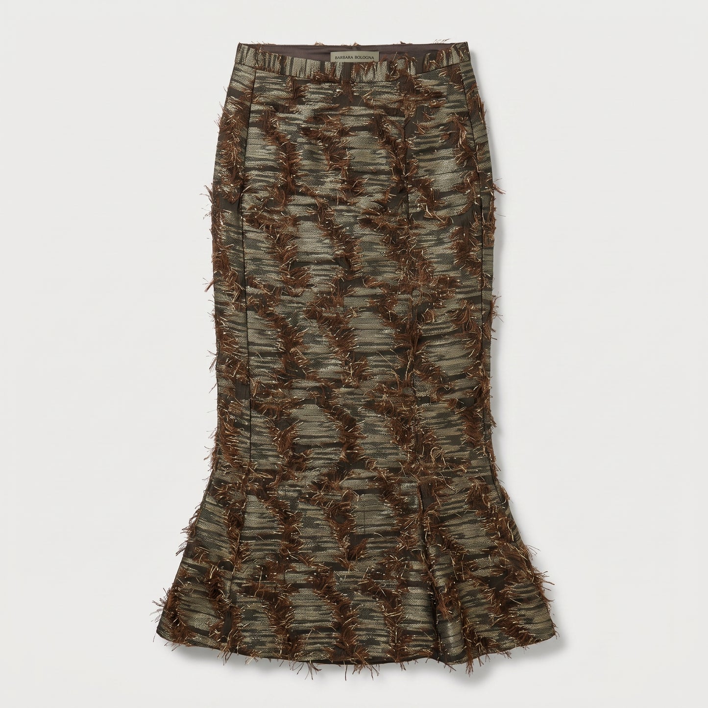 Textured Fringe Mermaid Midi Skirt