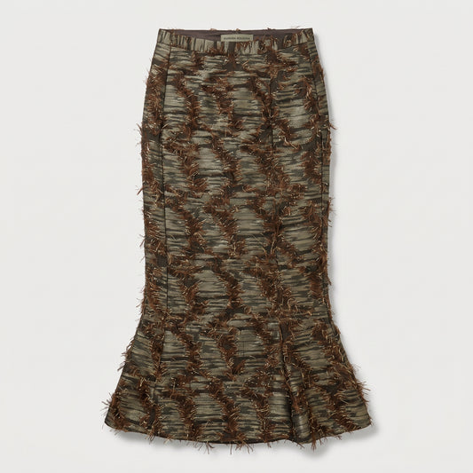 Textured Fringe Mermaid Midi Skirt