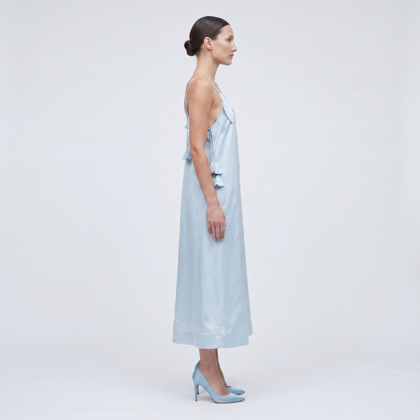 Satin Leaf Detail Slip Dress