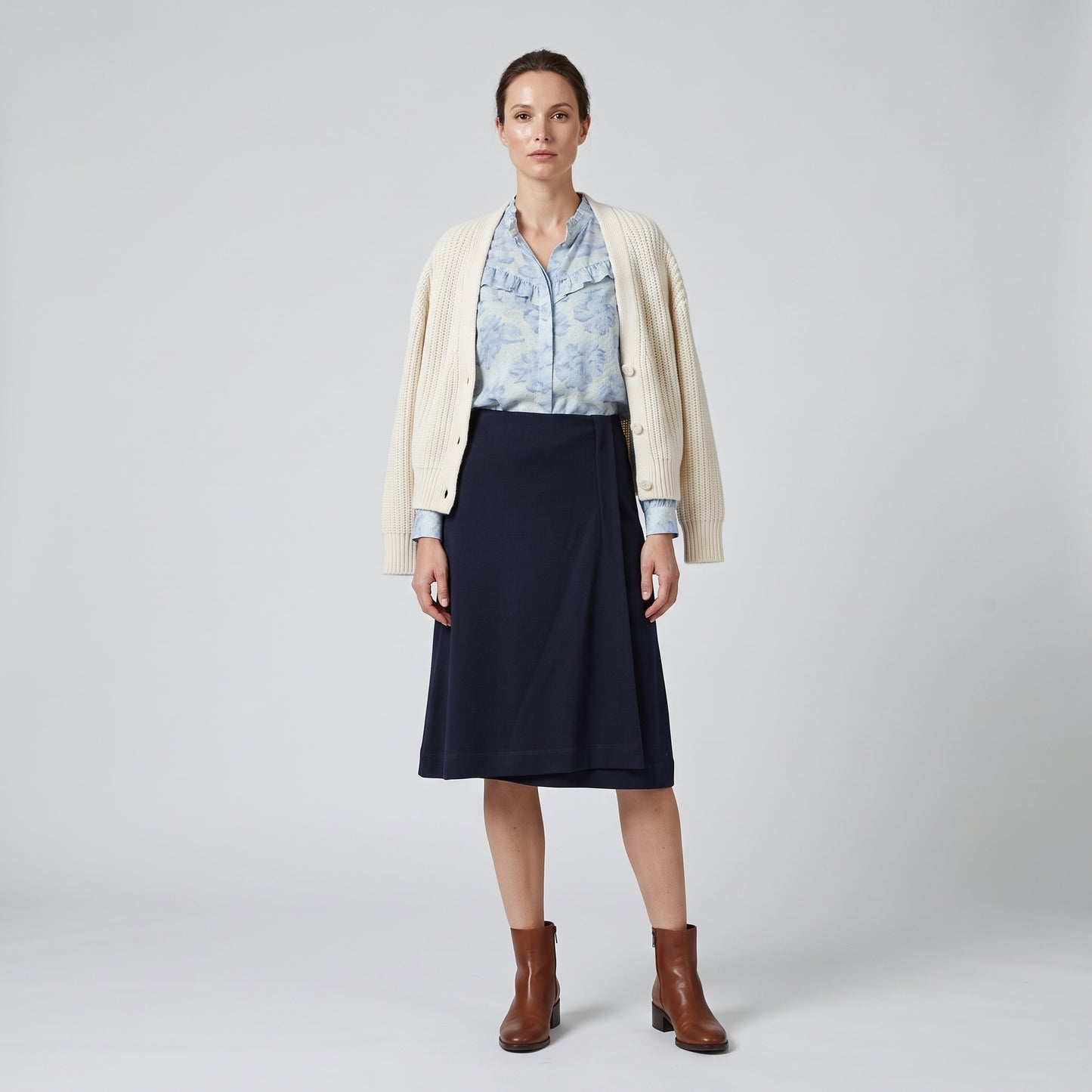 Minimalist Navy Wrap Skirt