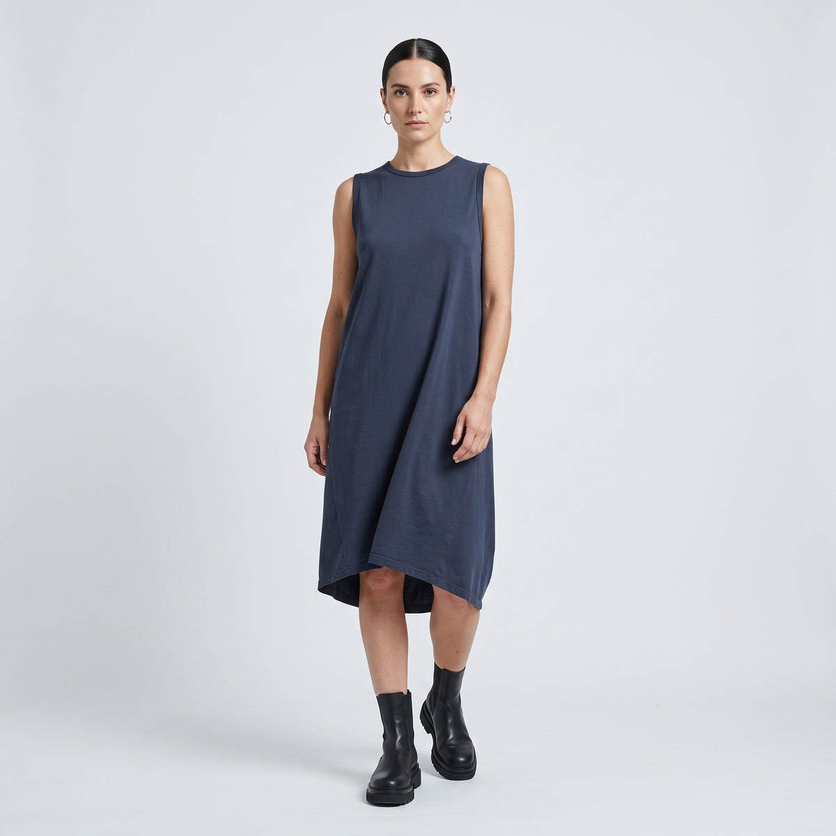 Asymmetric Pleated Cotton Tank Top