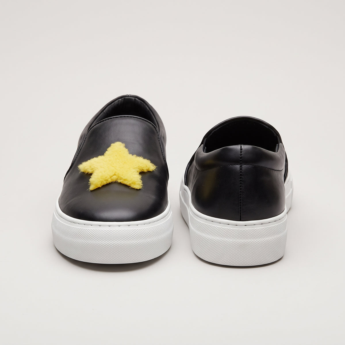 Star Applique Leather Slip-Ons