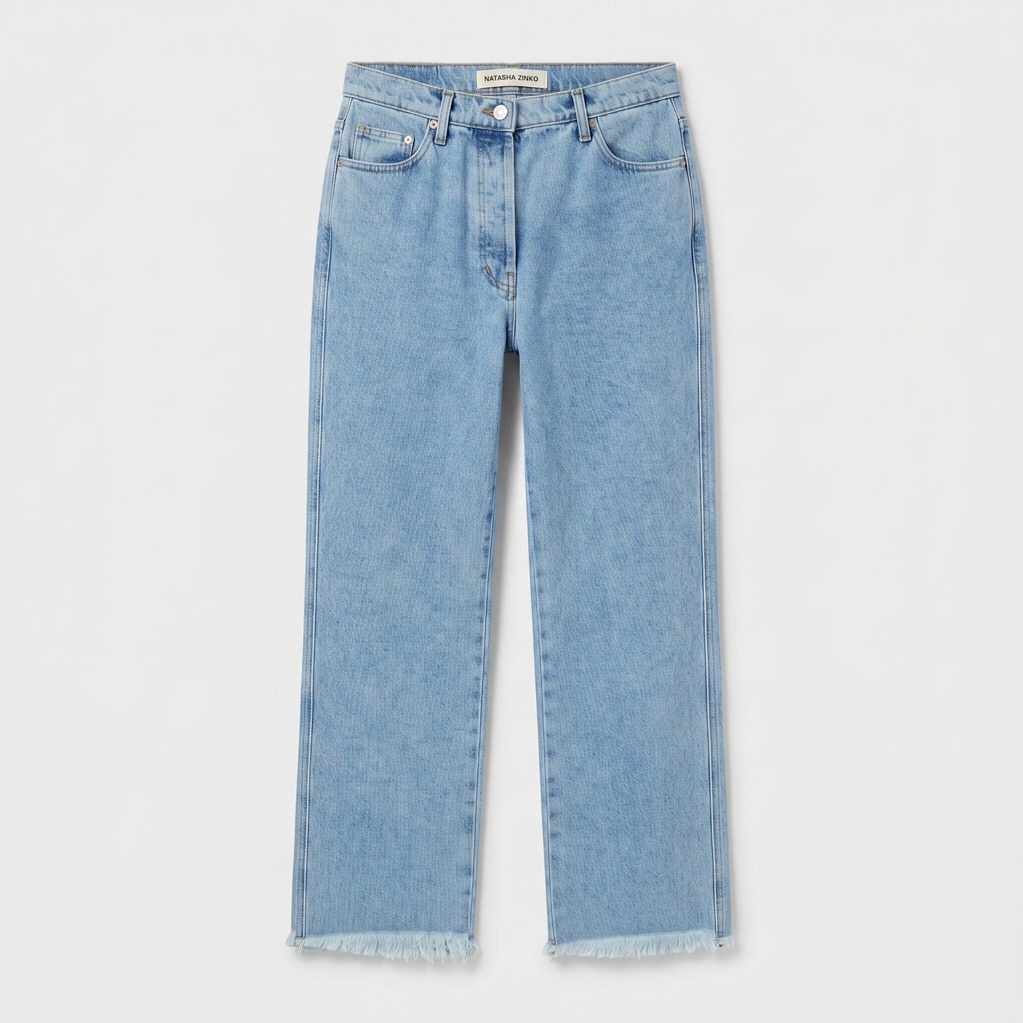 Light Wash Frayed Hem Jeans