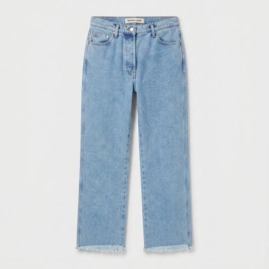 Light Wash Frayed Hem Jeans