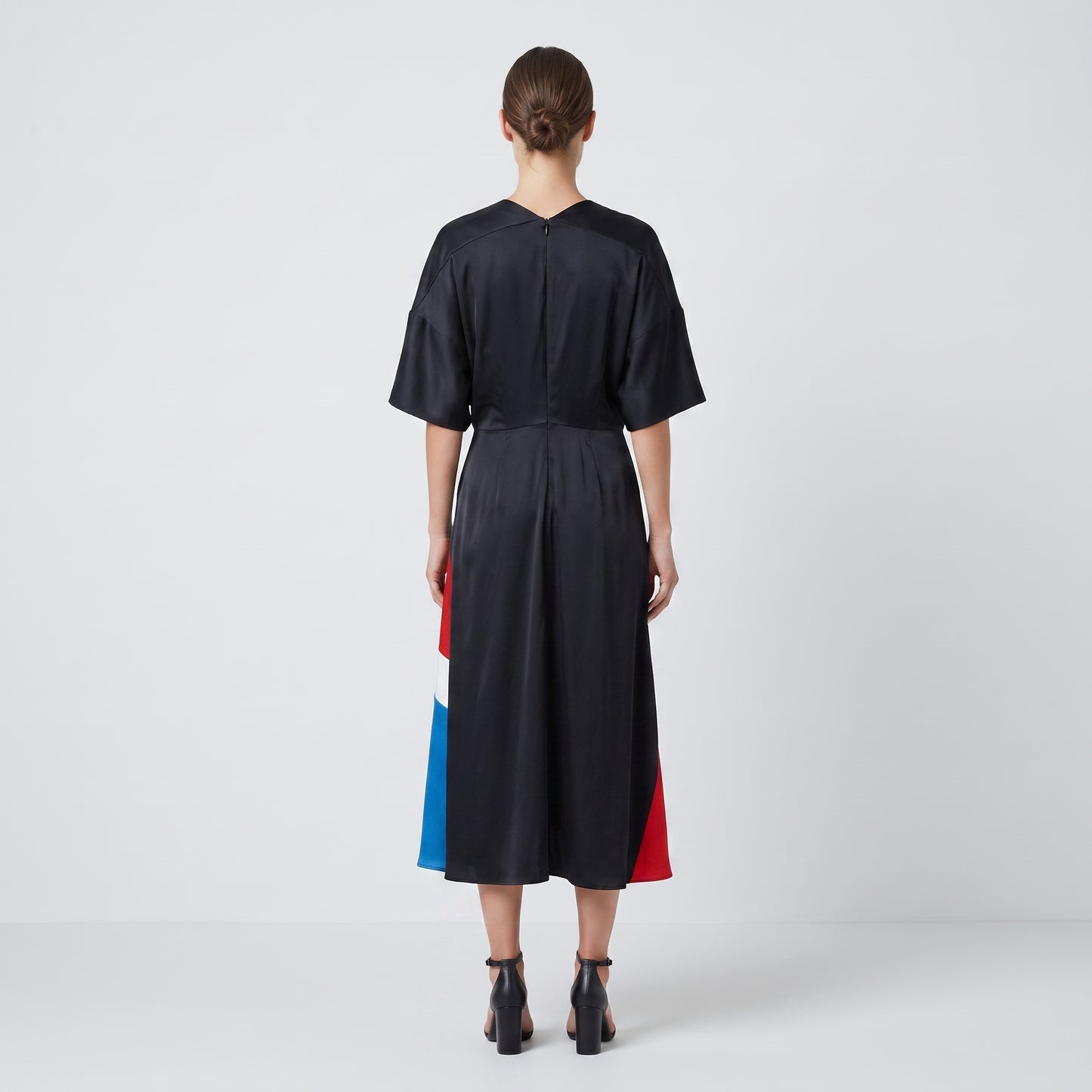 Colorblock Satin Wrap Dress