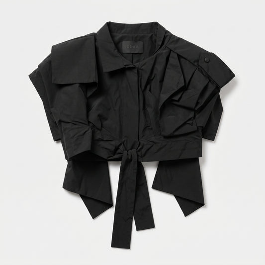 Architectural Tie-Front Cropped Vest