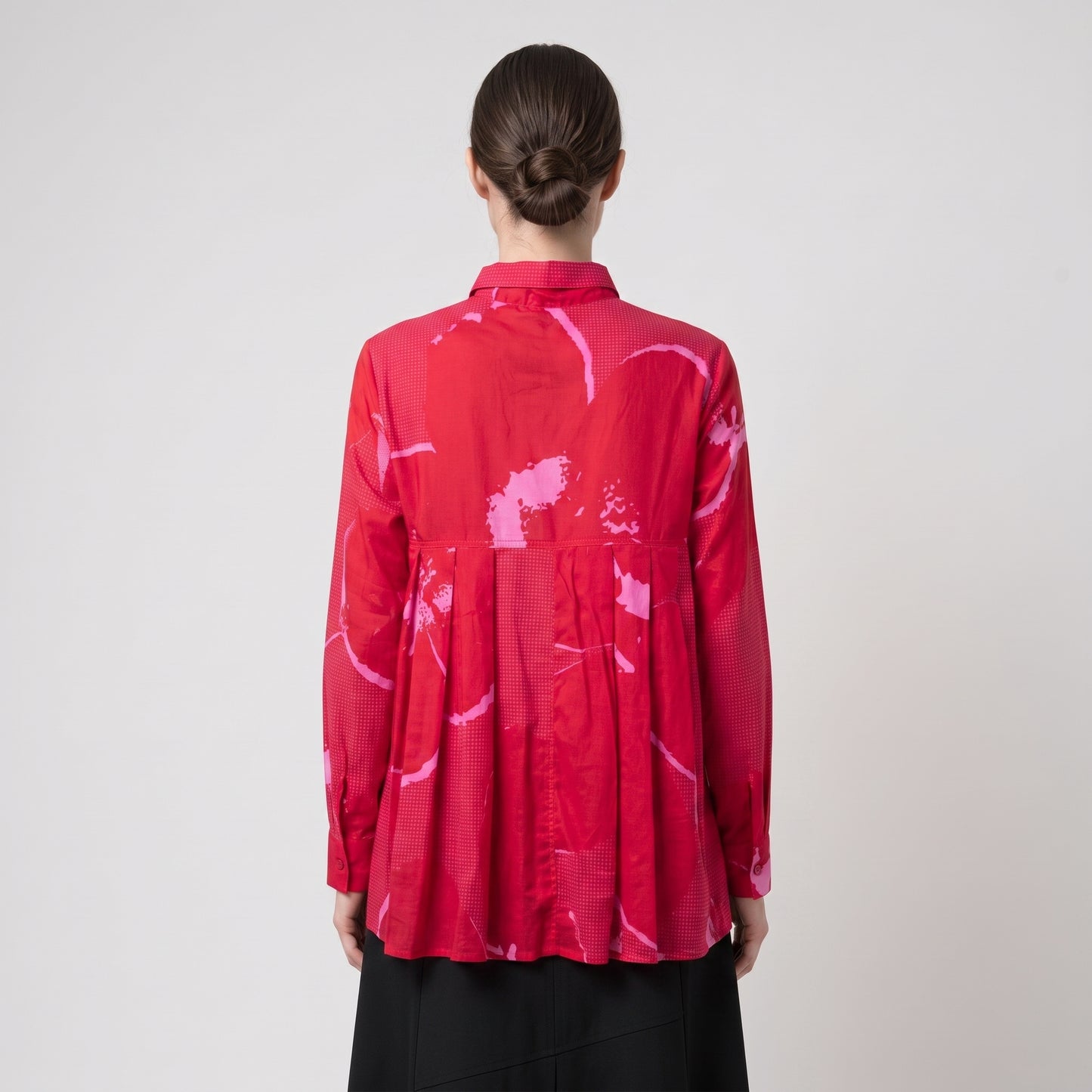 Abstract Floral Print Cotton Shirt