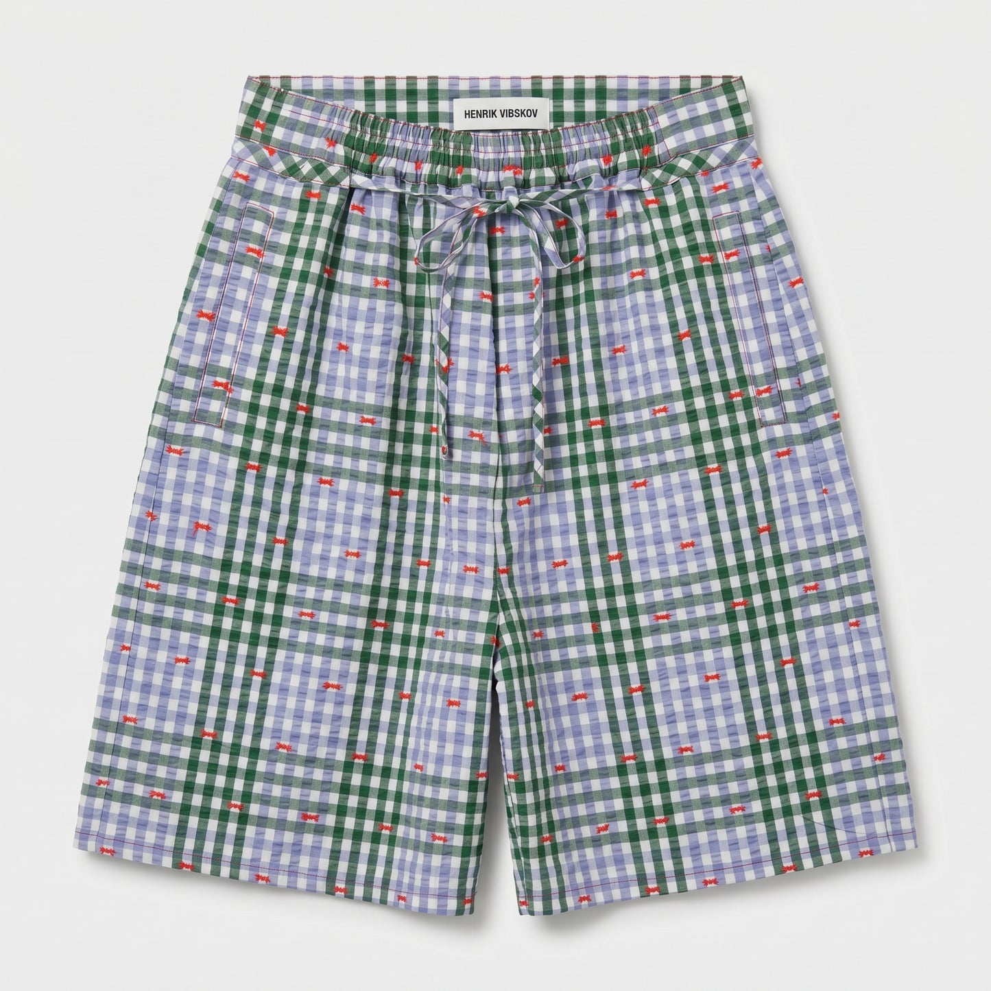 Gingham Drawstring Bermuda Shorts