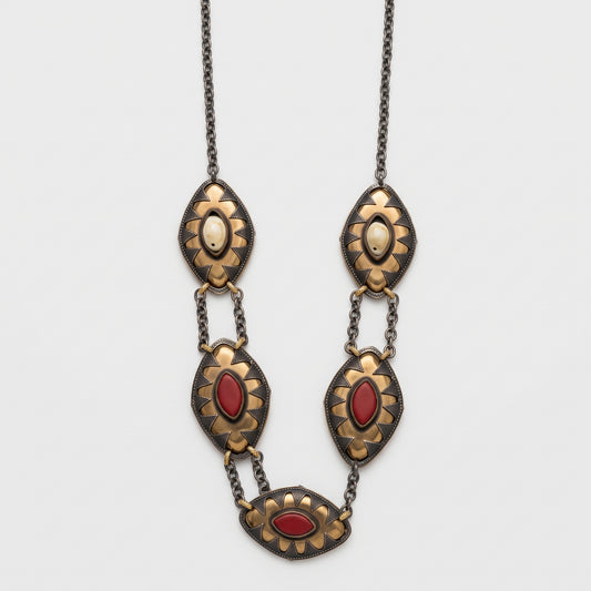 Artisan Gold Stone Statement Necklace