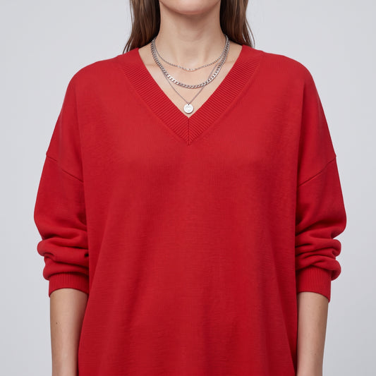 V-Neck Essential Red Sweater