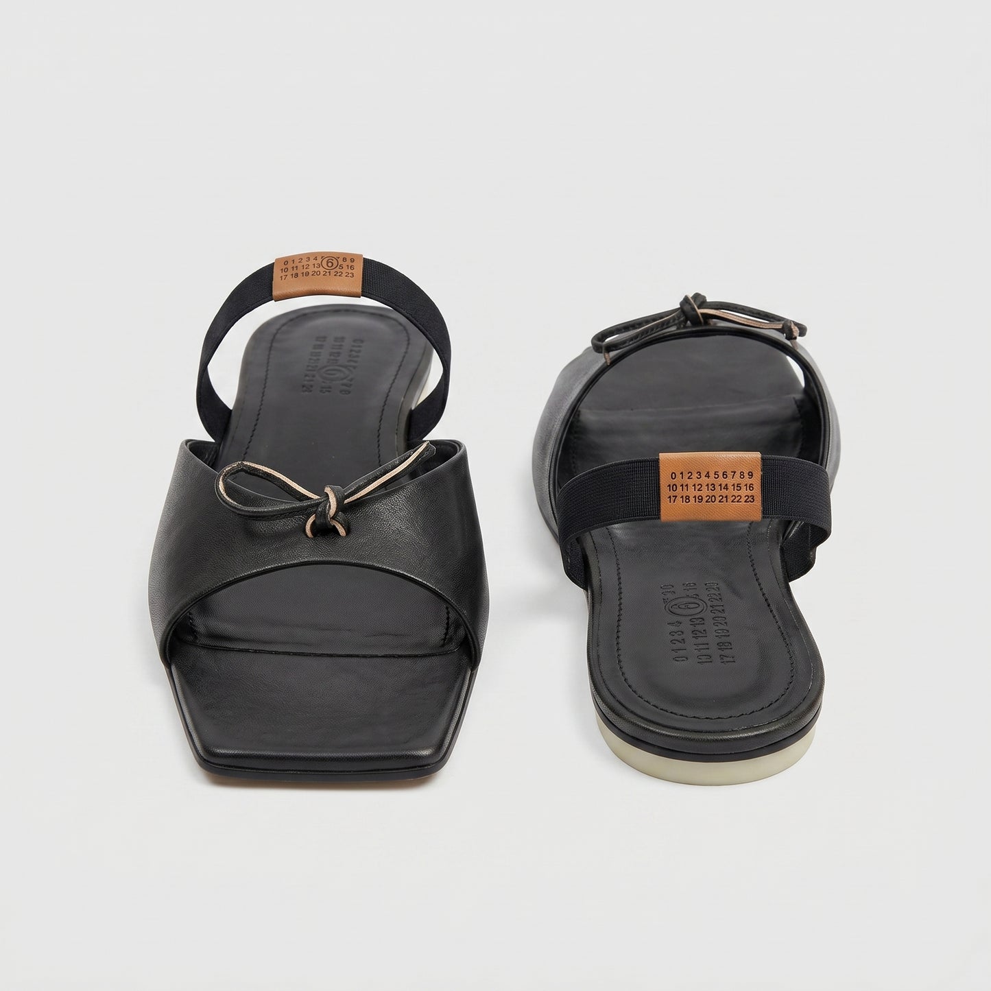 Square Toe Leather Slingback Sandals