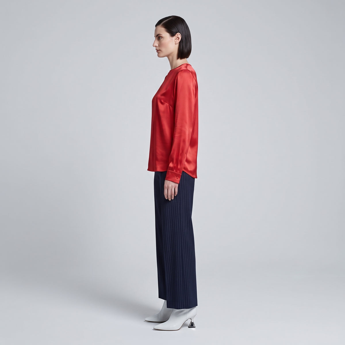 Crimson Stretch Silk Satin Blouse