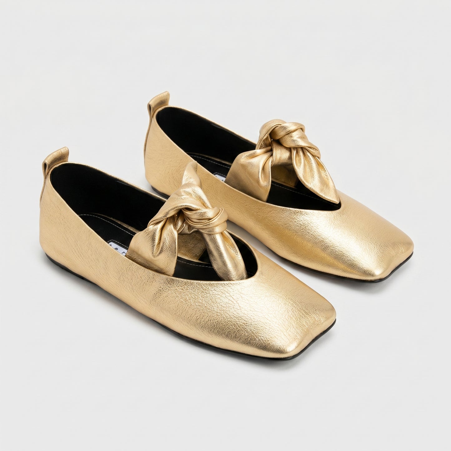 Metallic Gold Bow Ballet Flats