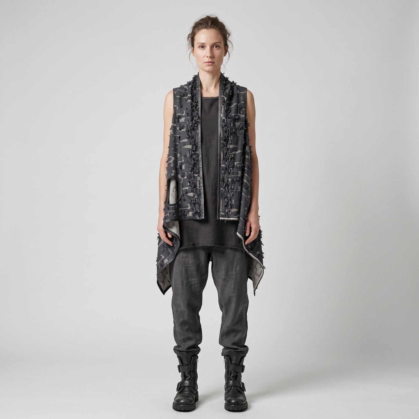 Abstract Textured Waterfall Vest