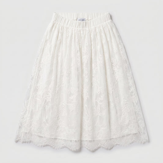 Elegant Floral Lace Midi Skirt
