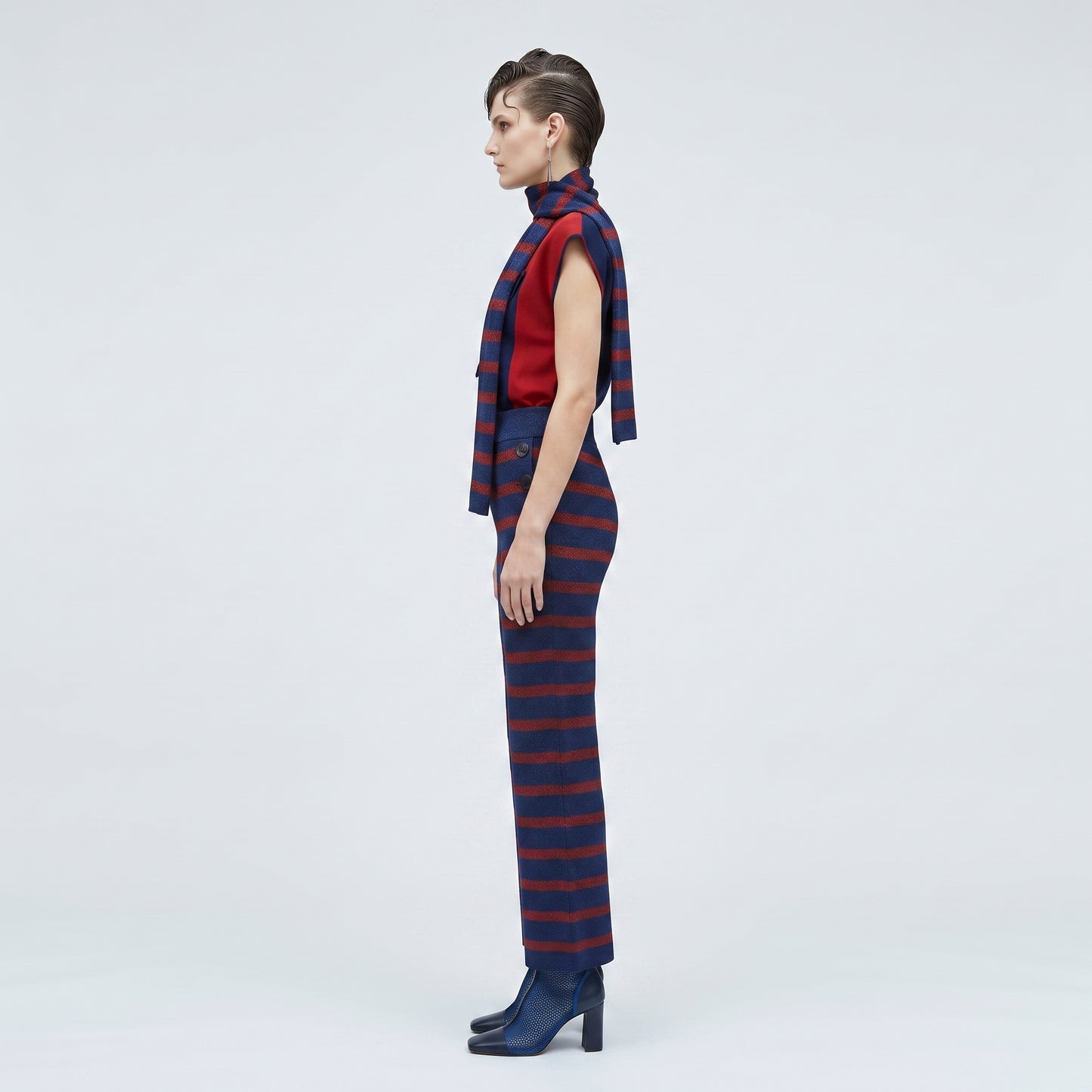 Striped Knit Wide-Leg Trousers