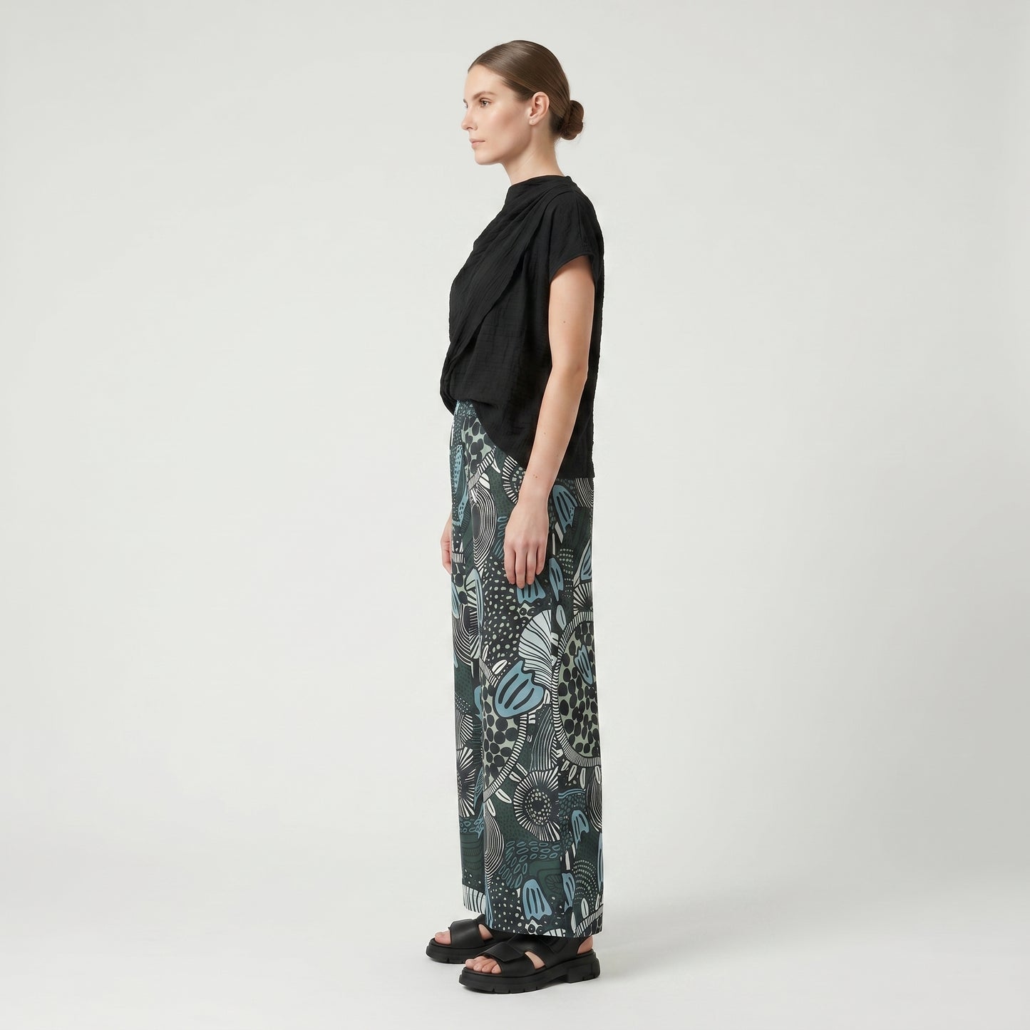 Abstract Print Wide Leg Trousers