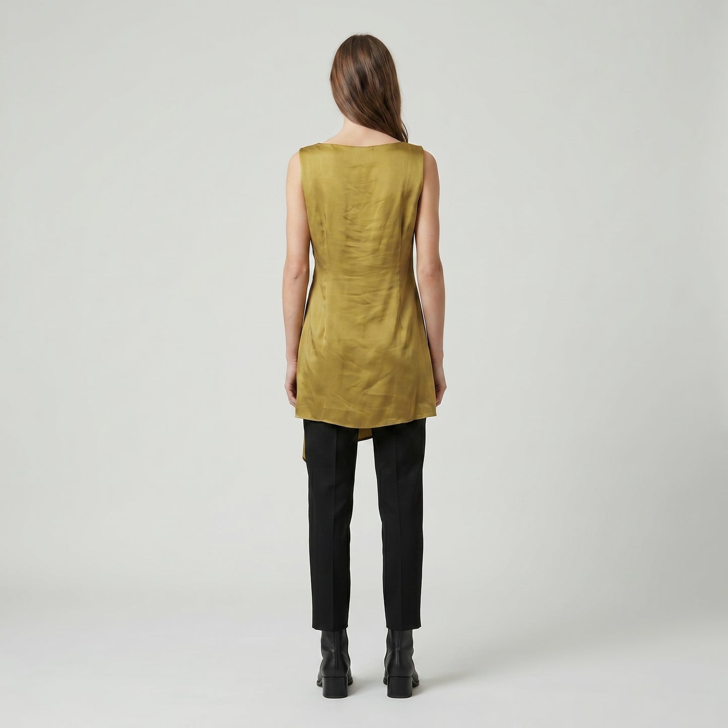 Draped Sleeveless Satin Top