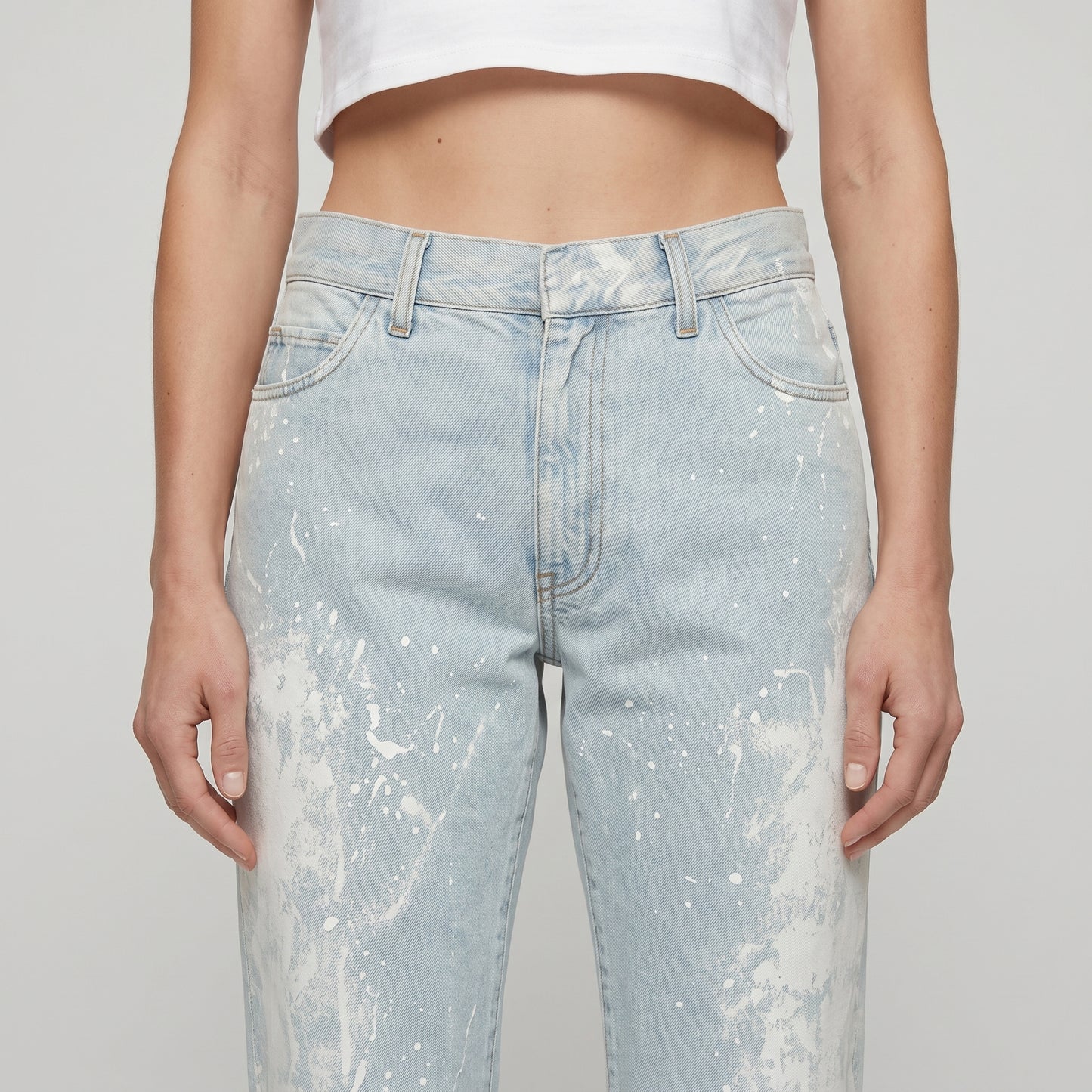 Paint Splattered Straight Jeans