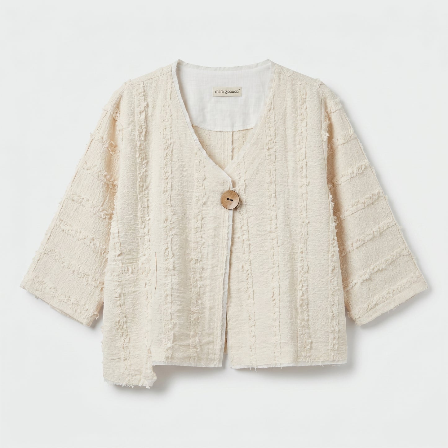 Textured Single Button Cropped Jacket