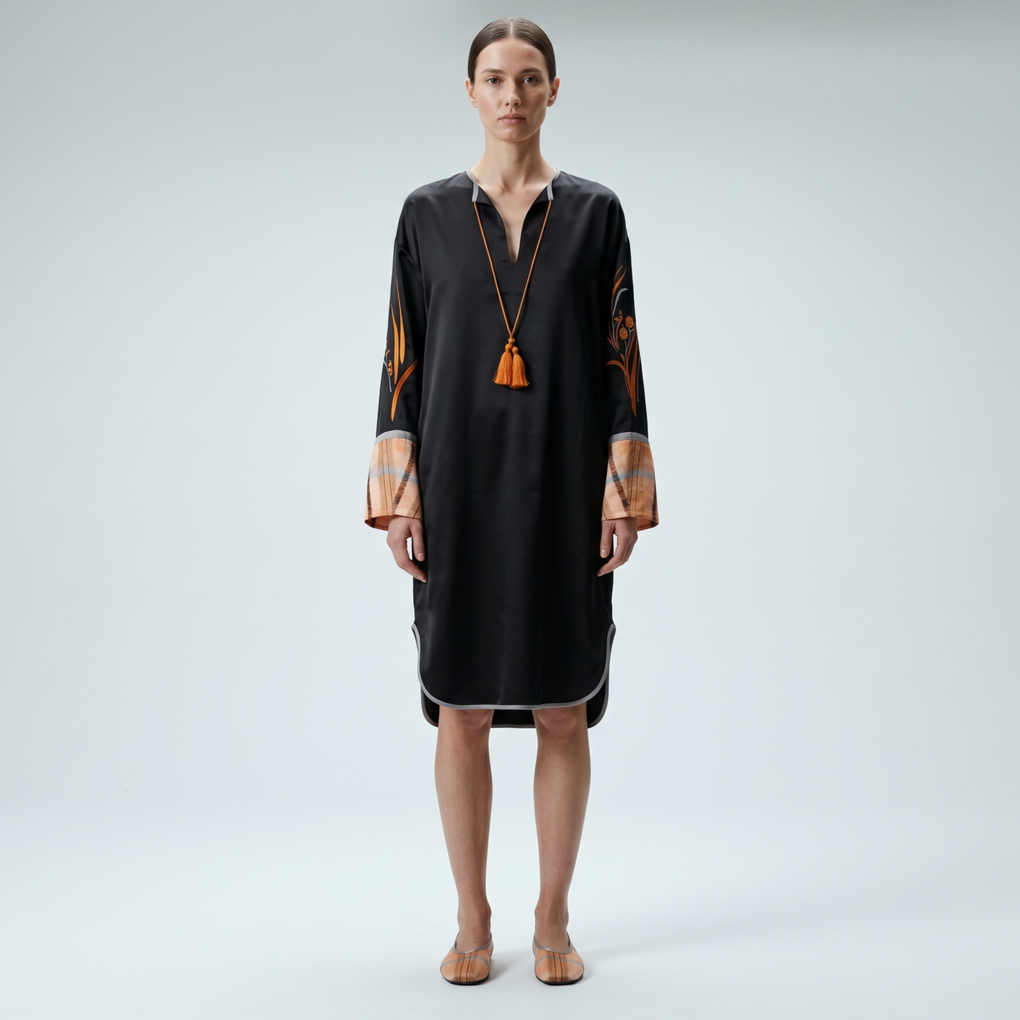 Embroidered Tassel Tunic Dress