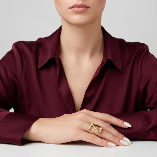 Bold Initial Z Gold Ring
