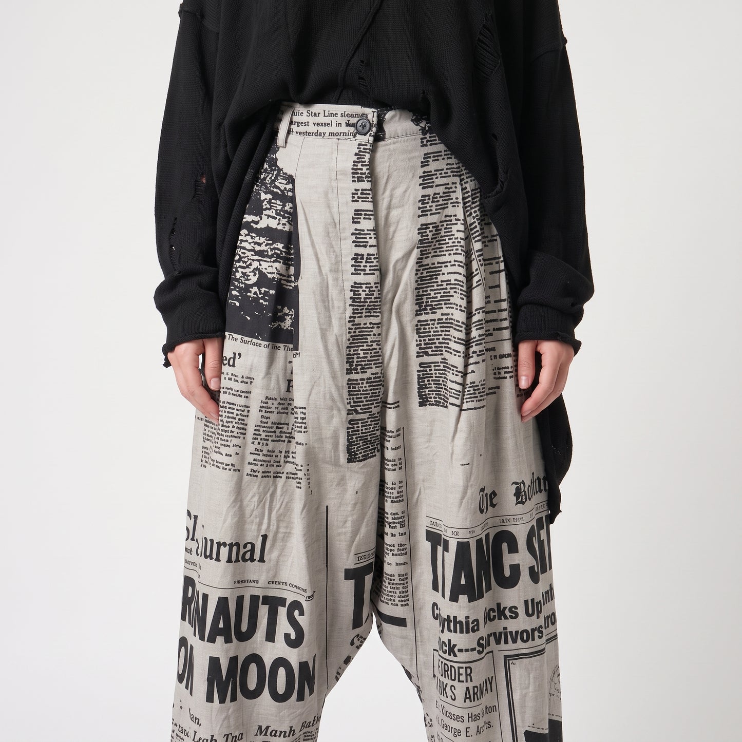Newspaper Print Statement Trousers