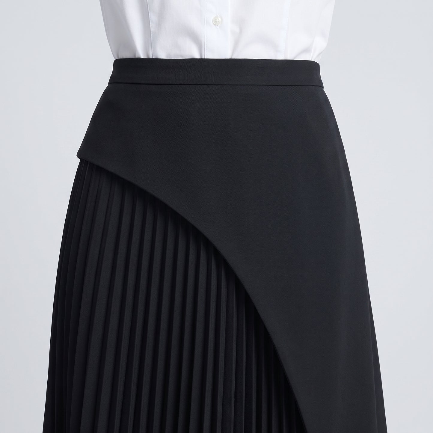 Structured Black Pleated Skirt