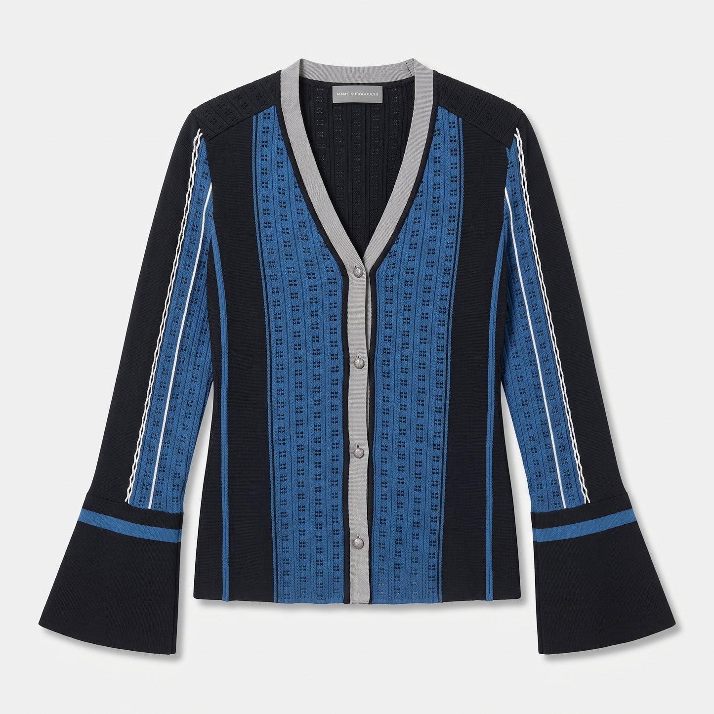 Striped V-Neck Knit Cardigan