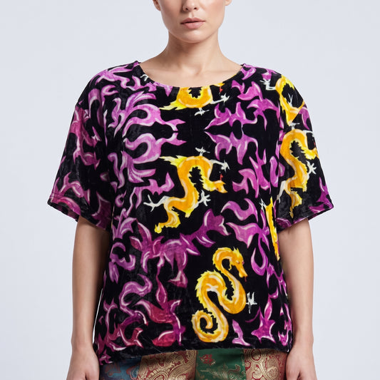 Velvet Dragon Print T-Shirt