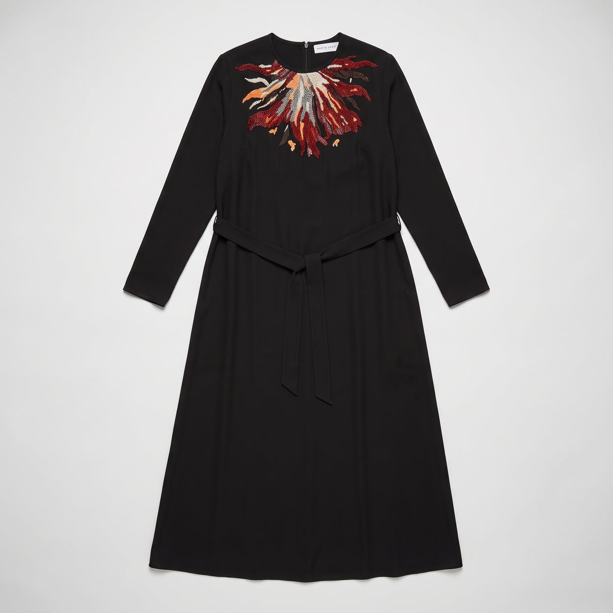 Embellished Waist-Tie Midi Dress