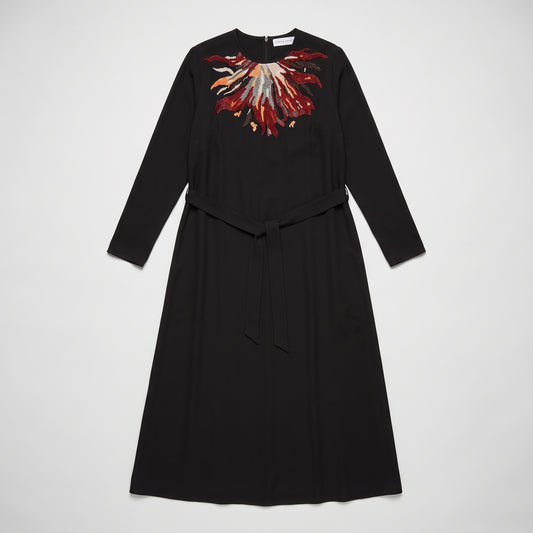 Embellished Waist-Tie Midi Dress