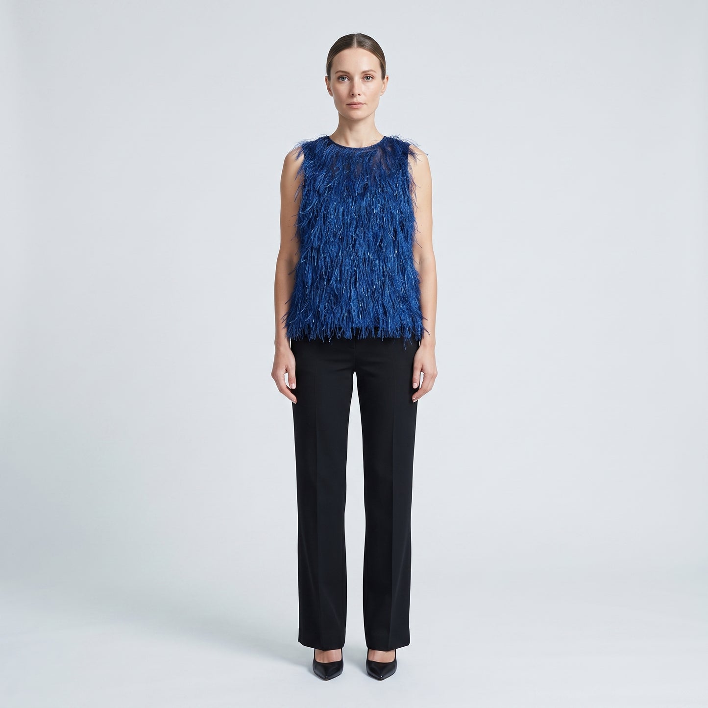 Cobalt Blue Fringe Embellished Top
