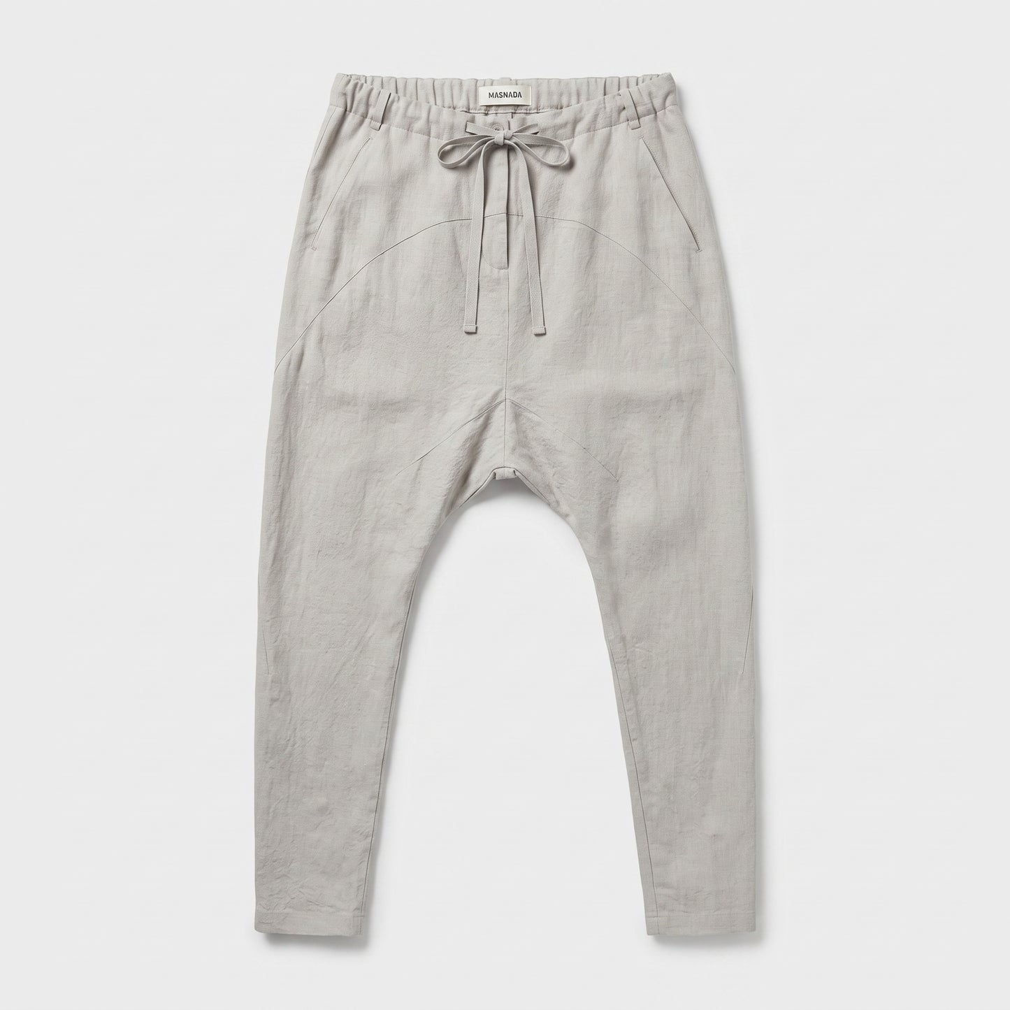 Relaxed Drawstring Linen Tapered Trousers