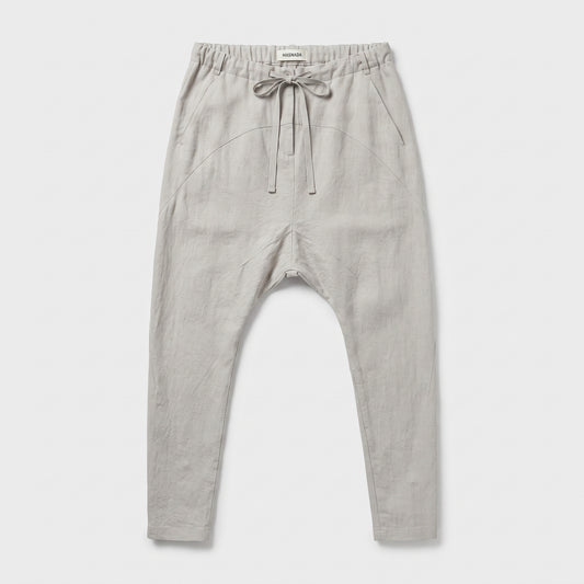 Relaxed Drawstring Linen Tapered Trousers