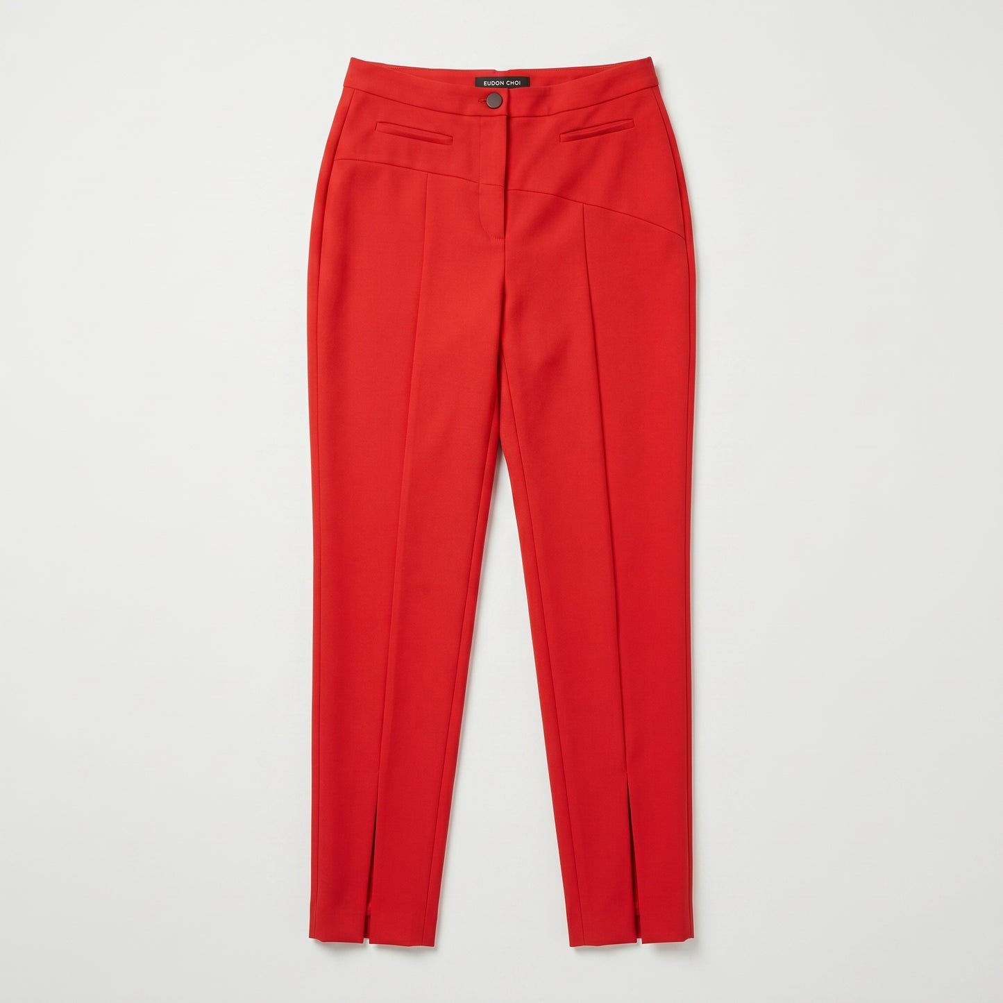 Red Tailored Split Hem Trousers