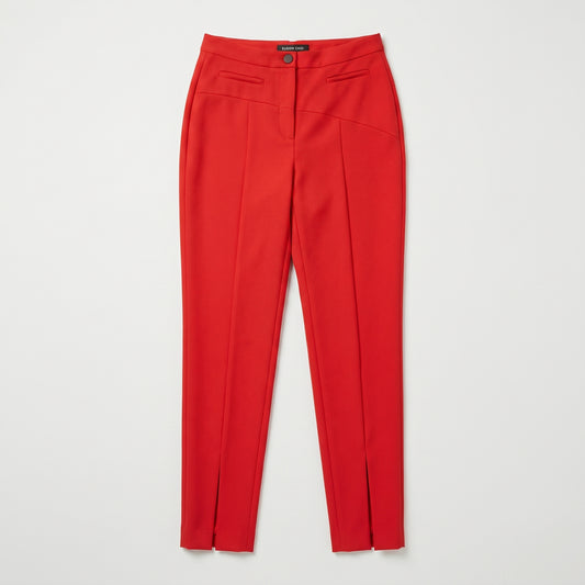 Red Tailored Split Hem Trousers
