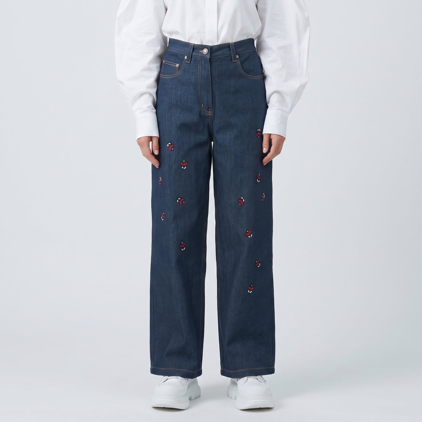 Embroidered High-Rise Denim Jeans