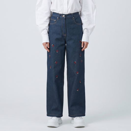 Embroidered High-Rise Denim Jeans