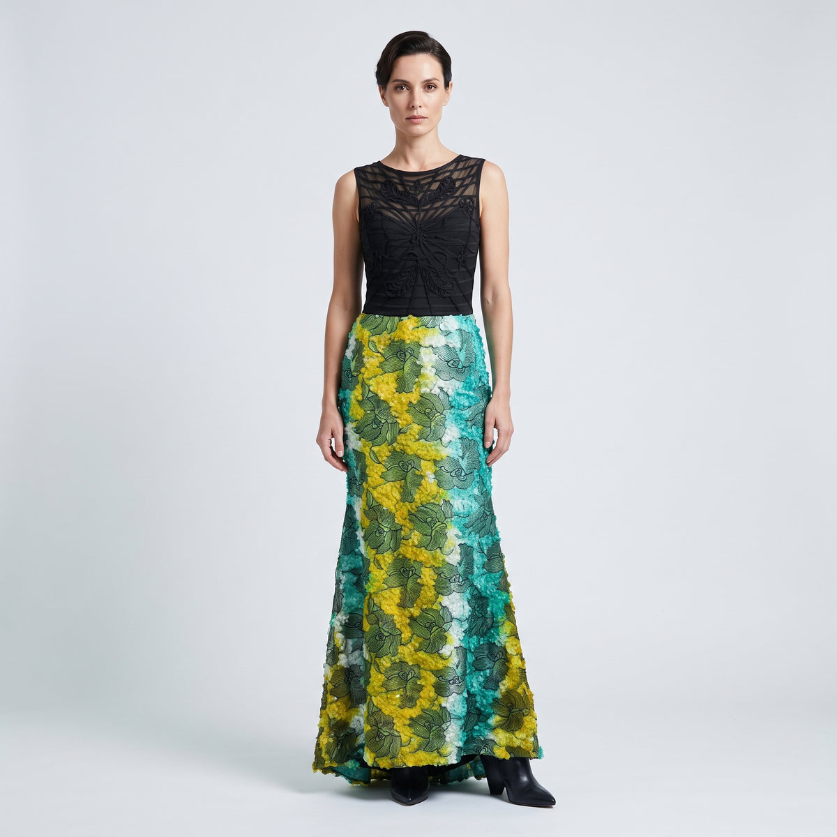 Embroidered Floral Mermaid Gown