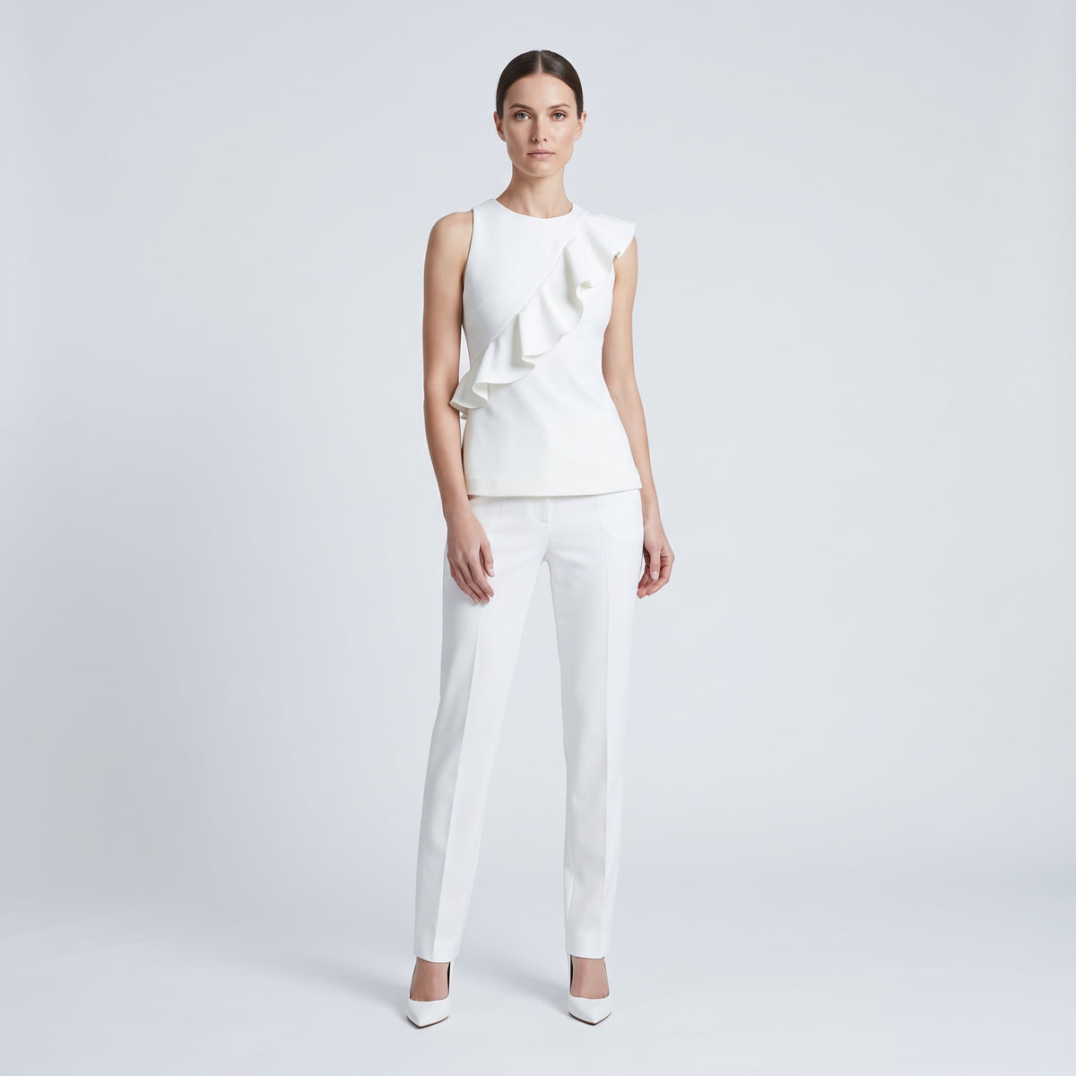 Sleeveless Ruffled Tailored Top