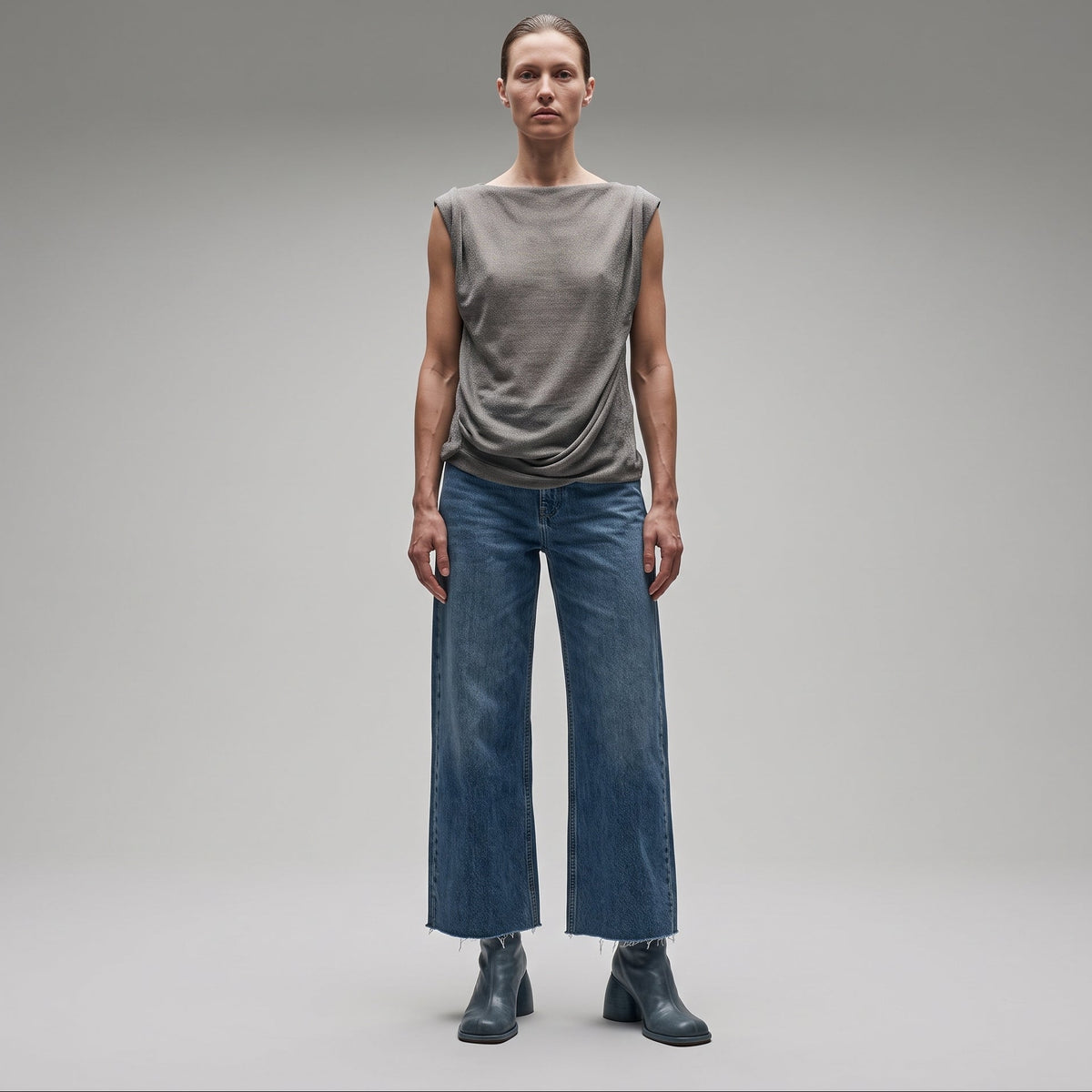 Sheer Draped Sleeveless Top
