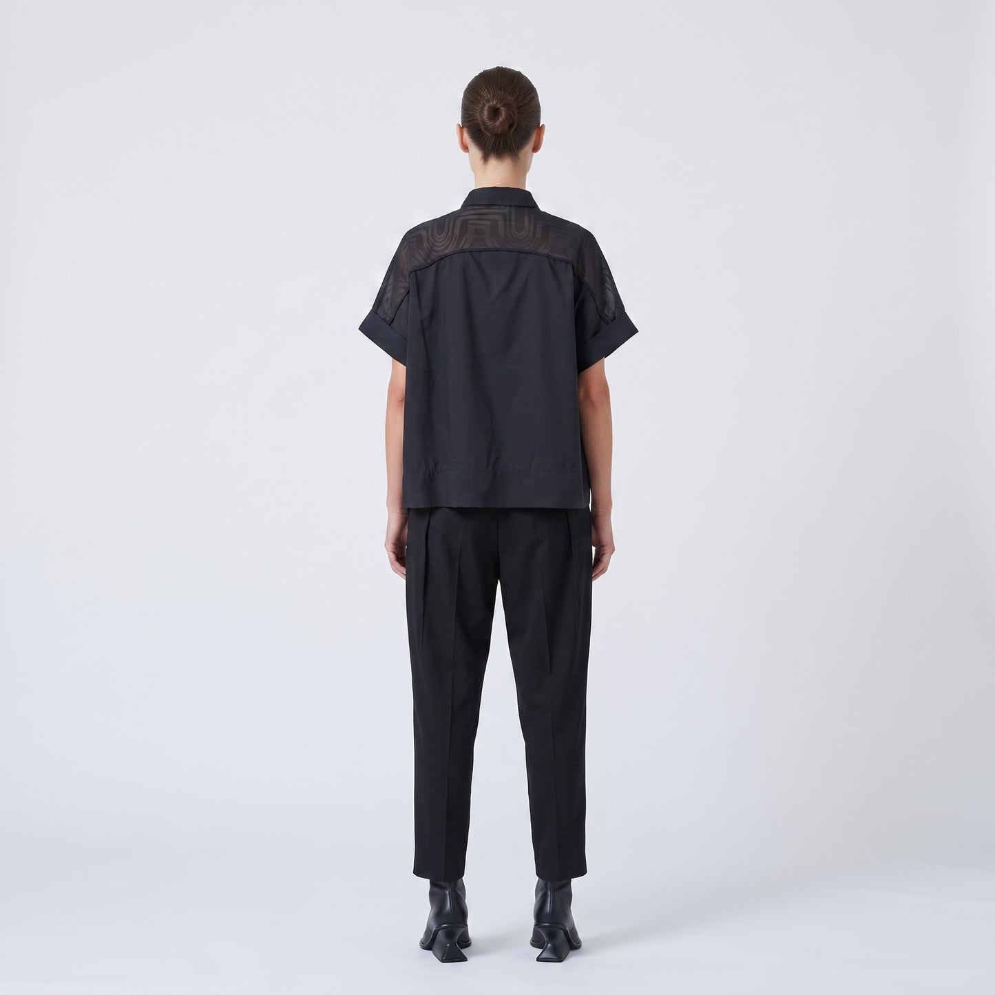Sheer Geometric Short Sleeve Shirt