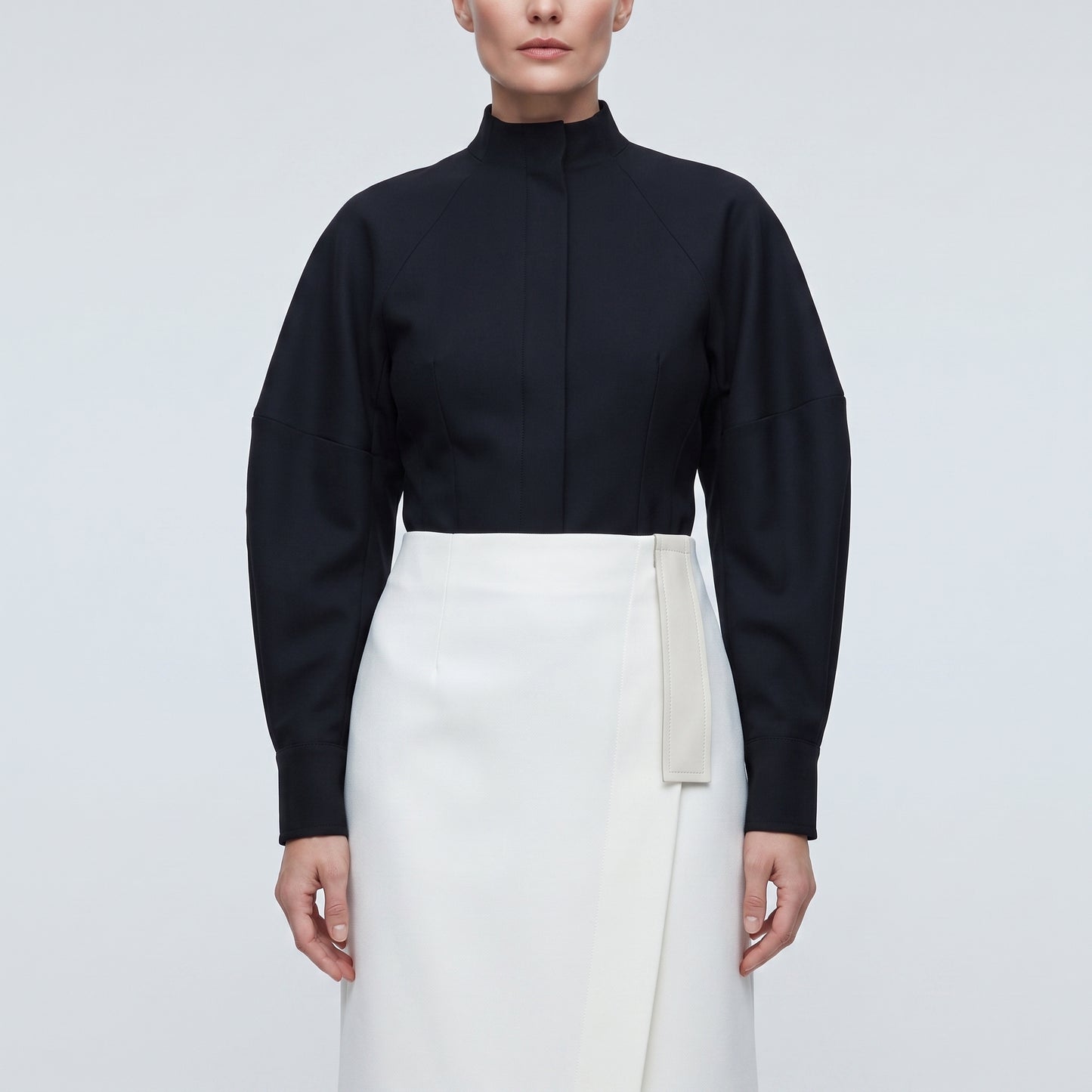 Minimalist White Wrap Pencil Skirt