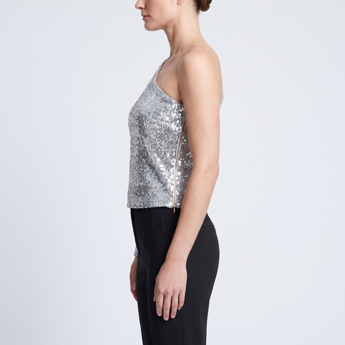 One-Shoulder Sequin Evening Top