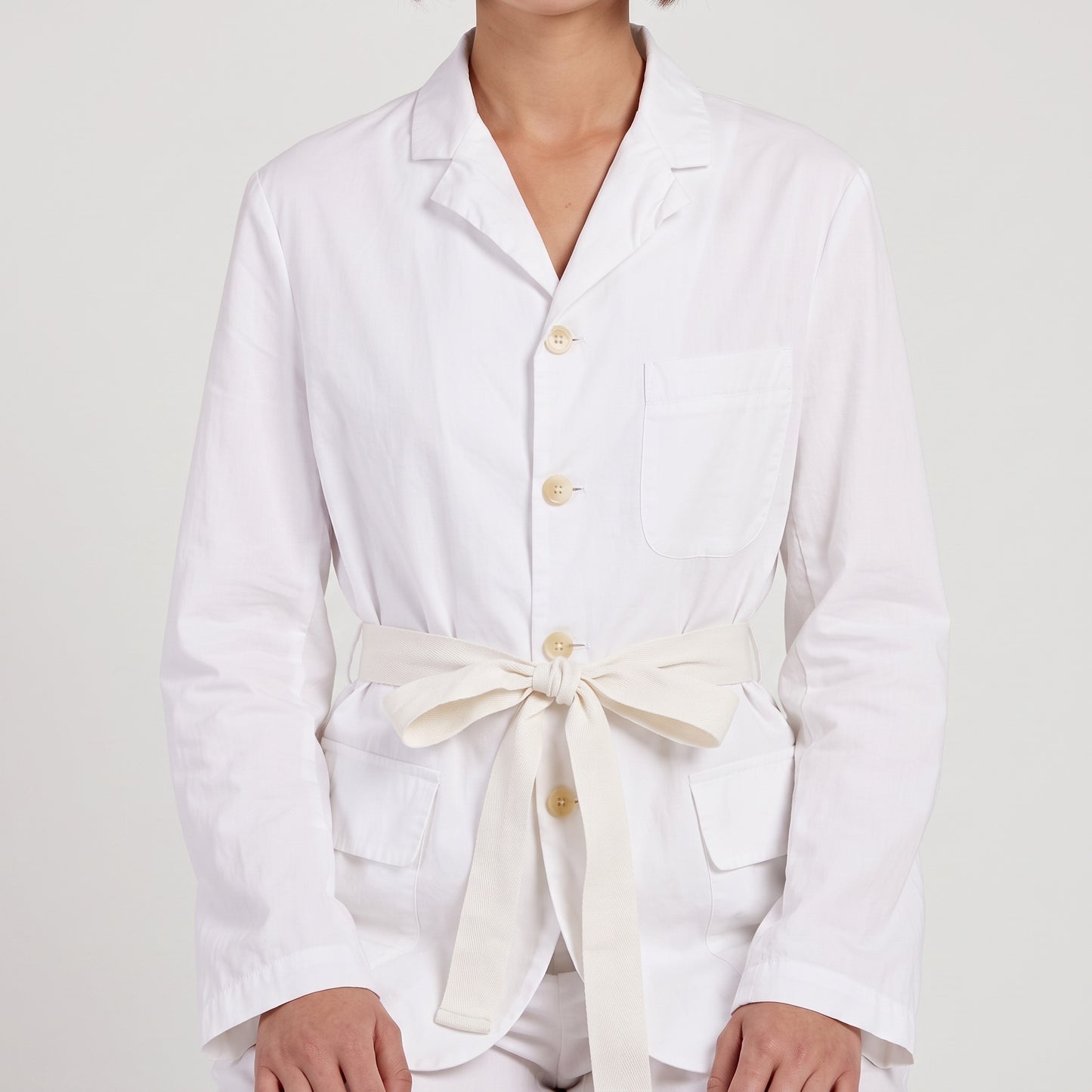 Tailored White Cotton Blazer