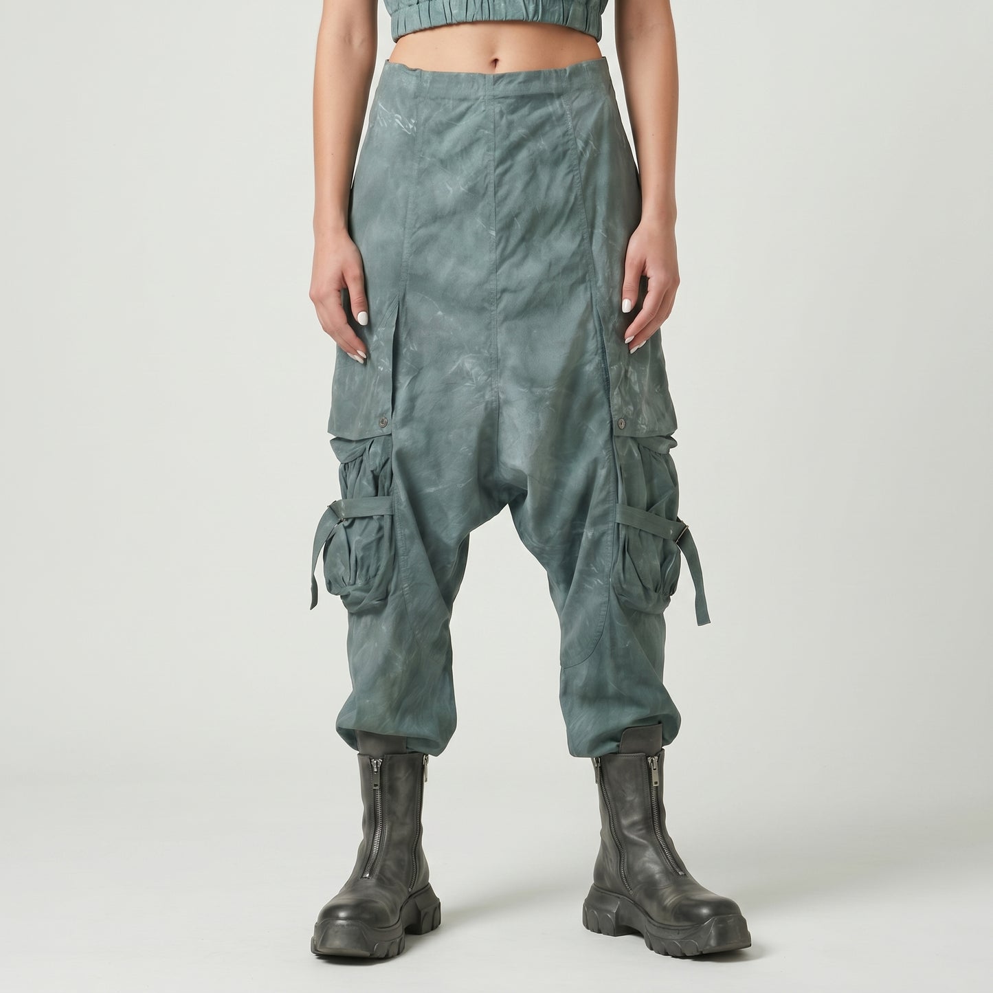 Tie-Dye Cargo Drop Crotch Trousers