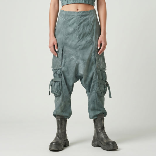 Tie-Dye Cargo Drop Crotch Trousers