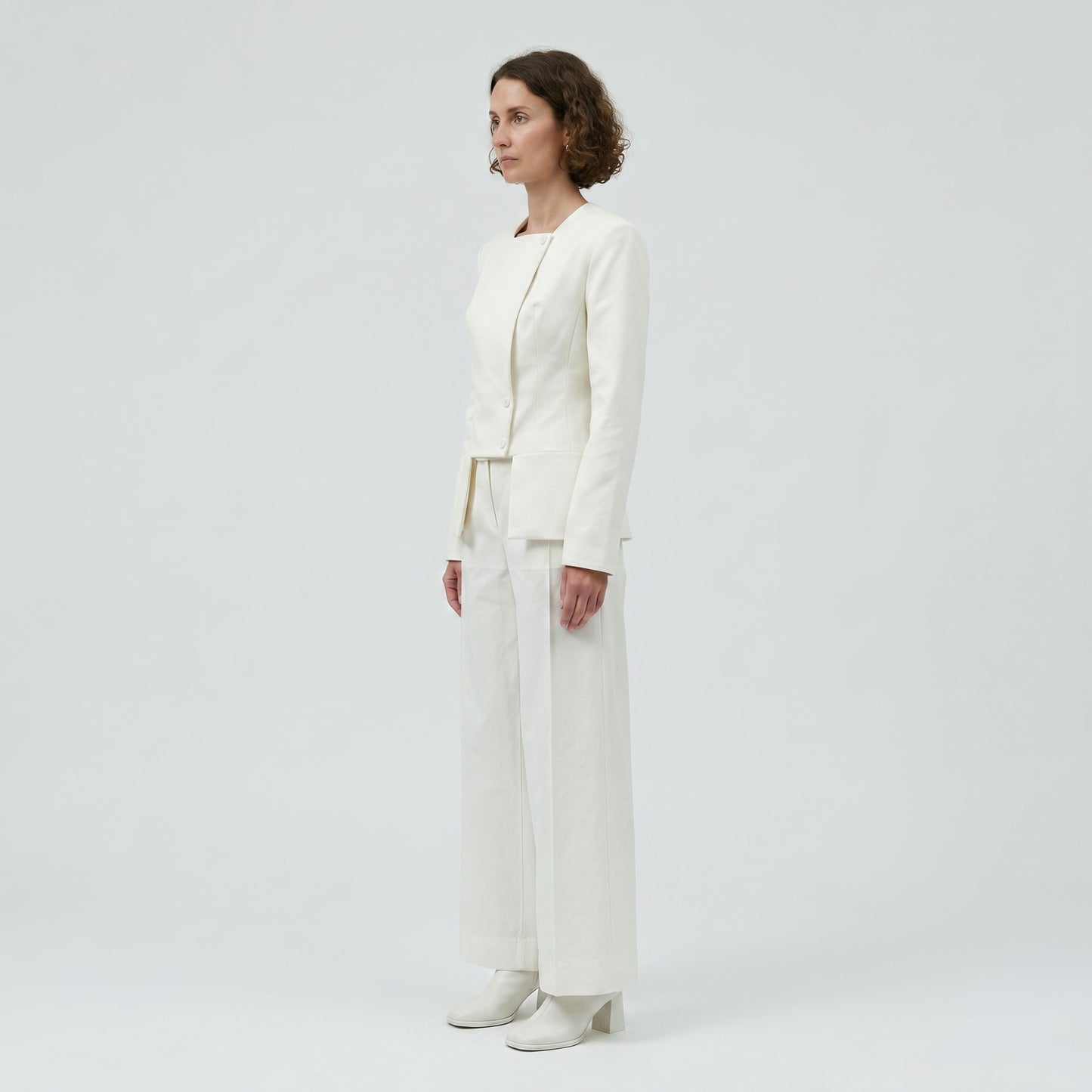 Collarless Asymmetric Tailored Jacket